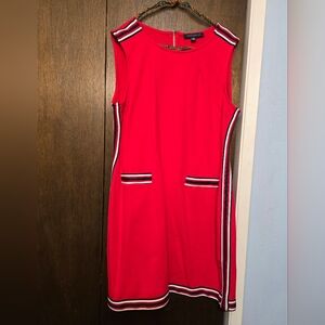 Tommy Hilfiger Red Dress with Striped Details